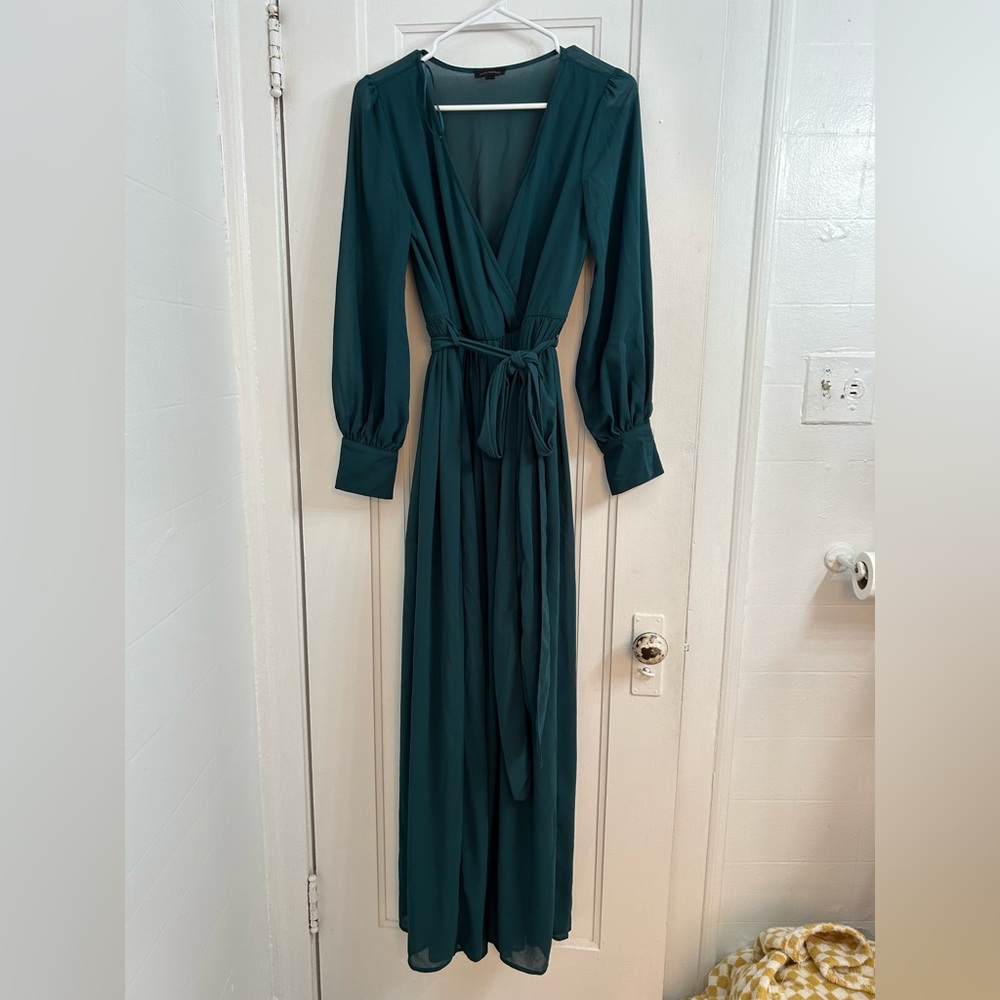 Baltic Born hunter green bridesmaid dress